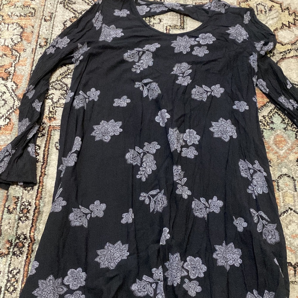 Black with White Flowers Dress